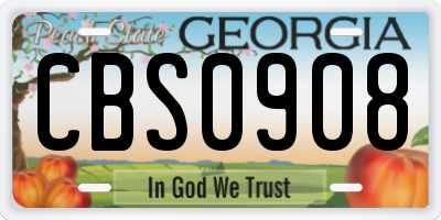 GA license plate CBS0908