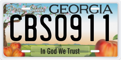 GA license plate CBS0911