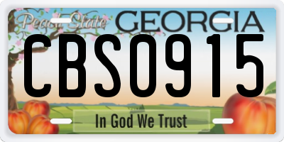 GA license plate CBS0915