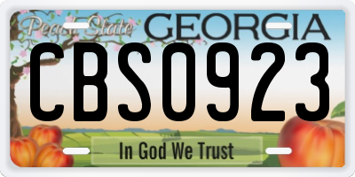 GA license plate CBS0923