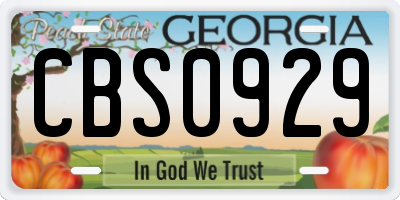 GA license plate CBS0929