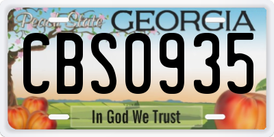 GA license plate CBS0935