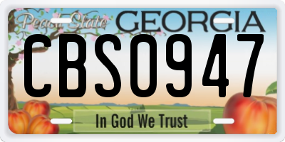 GA license plate CBS0947