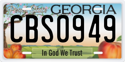 GA license plate CBS0949
