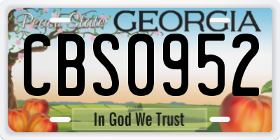 GA license plate CBS0952