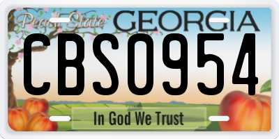 GA license plate CBS0954