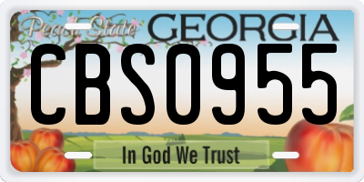 GA license plate CBS0955