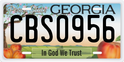 GA license plate CBS0956
