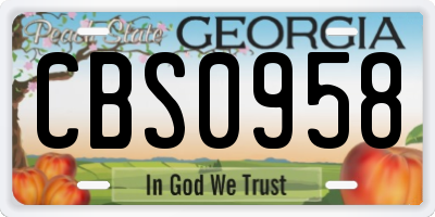 GA license plate CBS0958