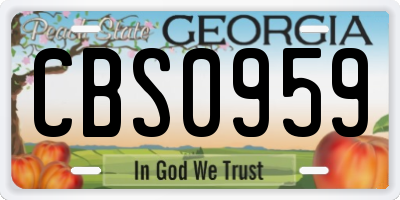 GA license plate CBS0959