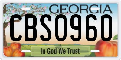 GA license plate CBS0960