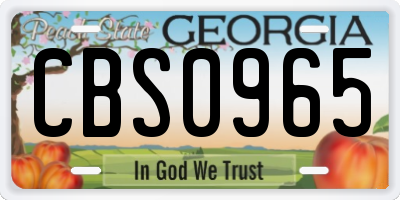 GA license plate CBS0965