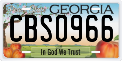 GA license plate CBS0966
