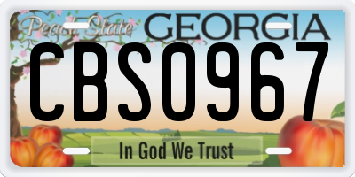 GA license plate CBS0967