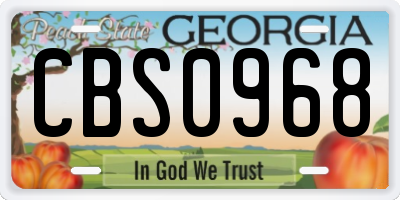 GA license plate CBS0968