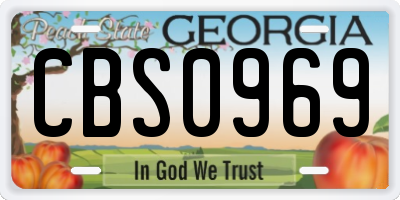 GA license plate CBS0969
