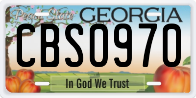 GA license plate CBS0970