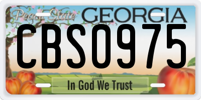 GA license plate CBS0975