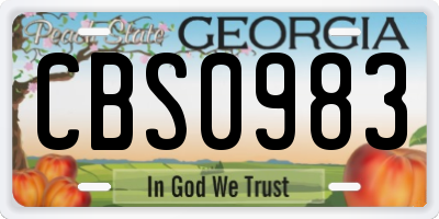 GA license plate CBS0983