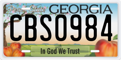 GA license plate CBS0984