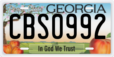 GA license plate CBS0992