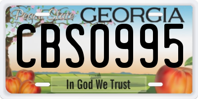GA license plate CBS0995