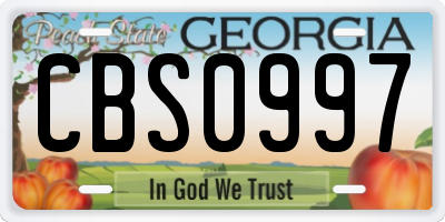 GA license plate CBS0997