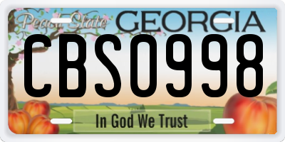 GA license plate CBS0998
