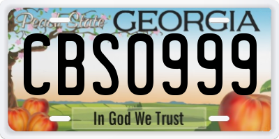 GA license plate CBS0999