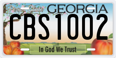 GA license plate CBS1002