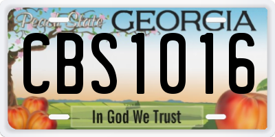 GA license plate CBS1016