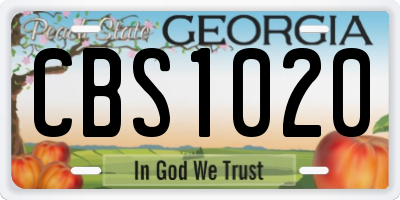 GA license plate CBS1020