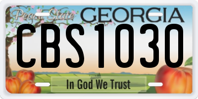 GA license plate CBS1030