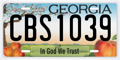GA license plate CBS1039