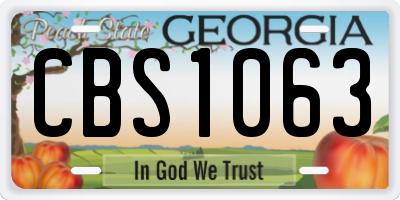 GA license plate CBS1063
