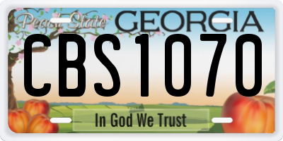 GA license plate CBS1070