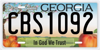 GA license plate CBS1092