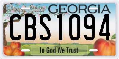 GA license plate CBS1094