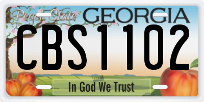 GA license plate CBS1102
