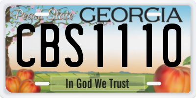 GA license plate CBS1110