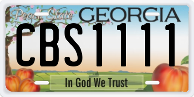 GA license plate CBS1111