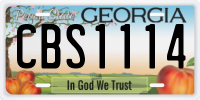 GA license plate CBS1114