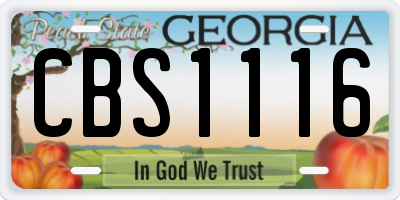 GA license plate CBS1116