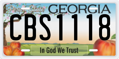 GA license plate CBS1118