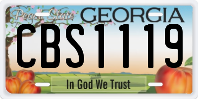 GA license plate CBS1119