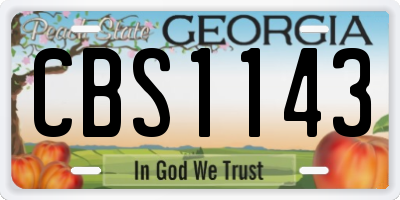 GA license plate CBS1143