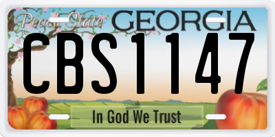 GA license plate CBS1147