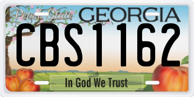 GA license plate CBS1162