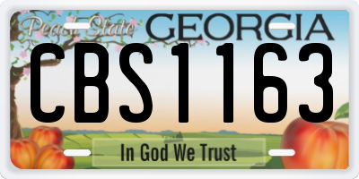 GA license plate CBS1163