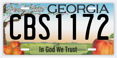 GA license plate CBS1172